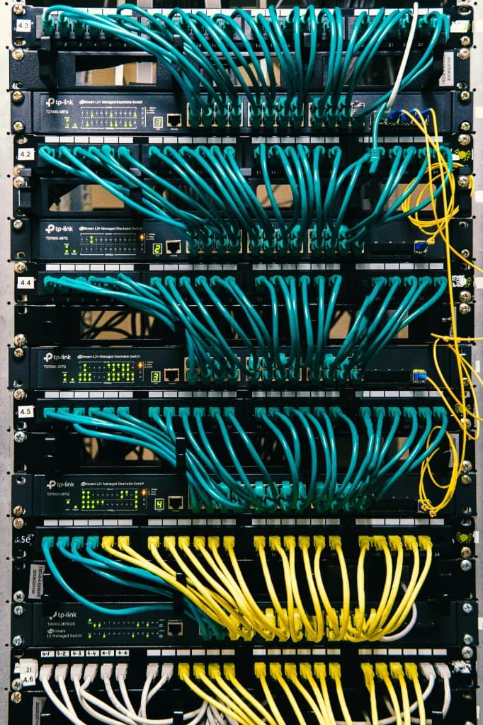Network switches and cabling in a server rack
