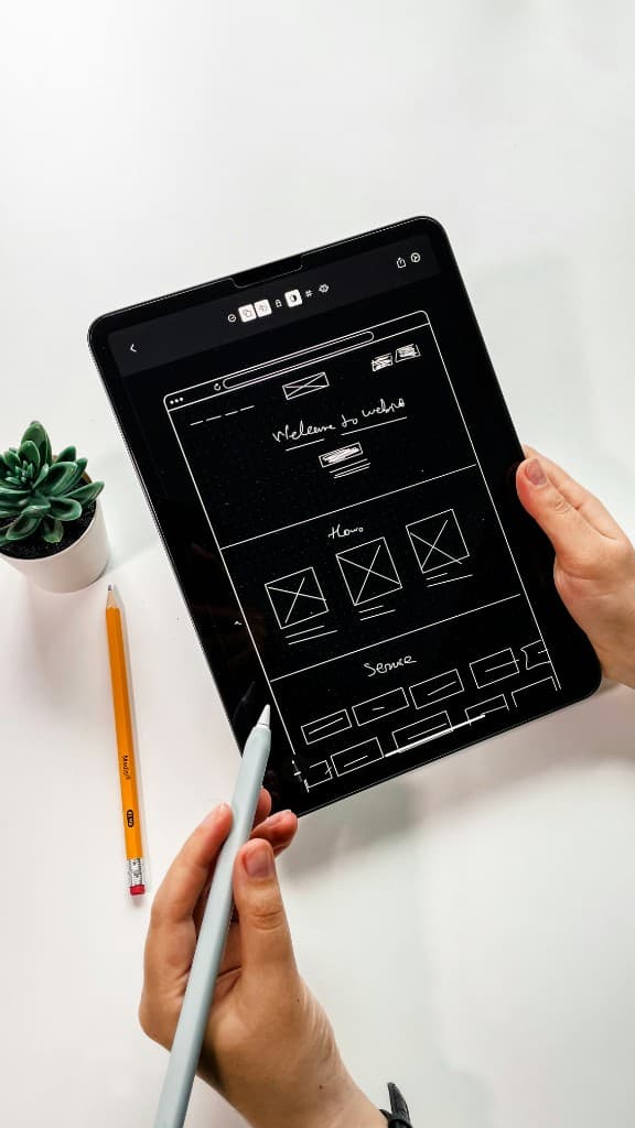 Tablet wireframe sketch for a custom website design